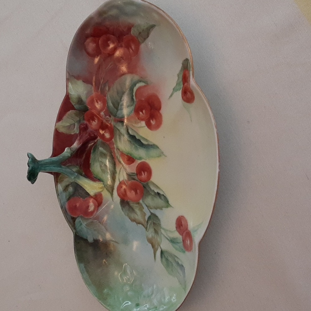 Antique Limoges Poecelain candy dish. CHERRIES. 🍒